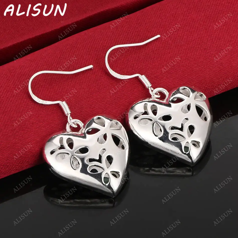 

ALISUN 925 Sterling Silver Hollow Hearts Earrings Drop Earrings Creativity Gifts Street All-match Party And Daily Wear