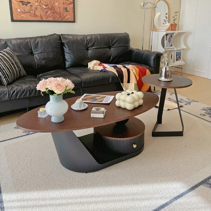 

Medieval style solid wood coffee table wabi style modern simple household living room small apartment tea table