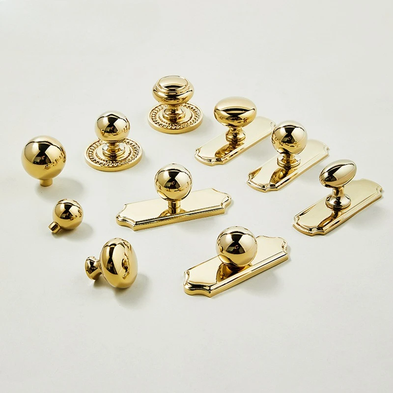 Brass Gold Ball Bedside Drawer Knobs with Back Plate Light Luxury Bedroom Cabinet Handles Wardrobe Pulls Furniture Hardware