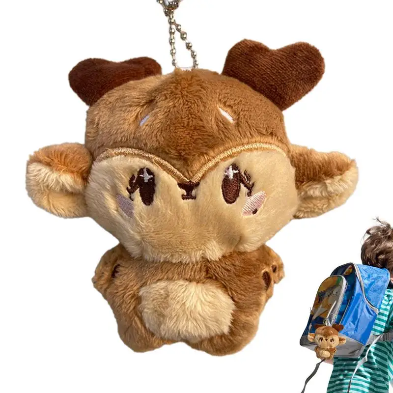 Deer Plush Pendant Animal Doll Pendant Kawaii Plush Toy School Bag Backpack Keychain Pendant Small Doll For Christmas