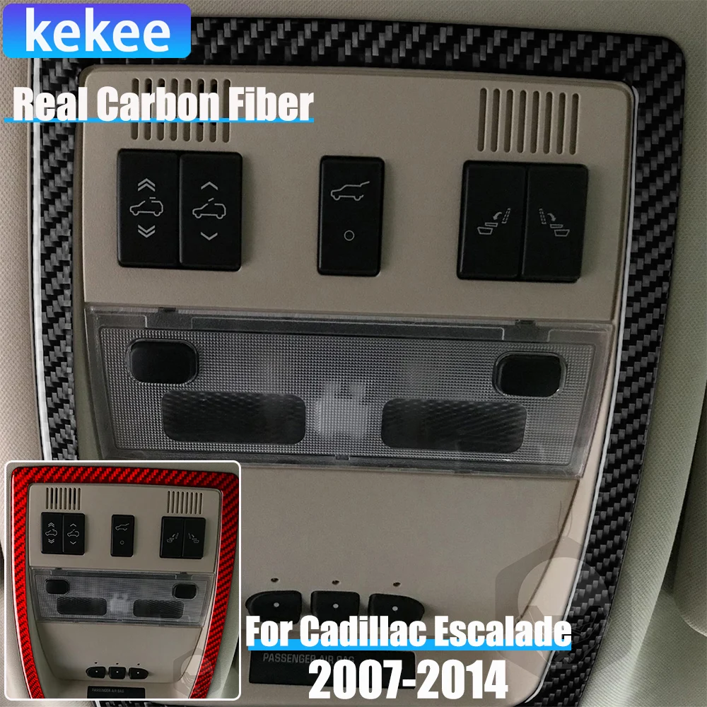 

Real Carbon Fiber Car Accessories Readinglight Frame Decorative Cover Soft Sticker For Cadillac Escalade EXT ESV 2007-2014