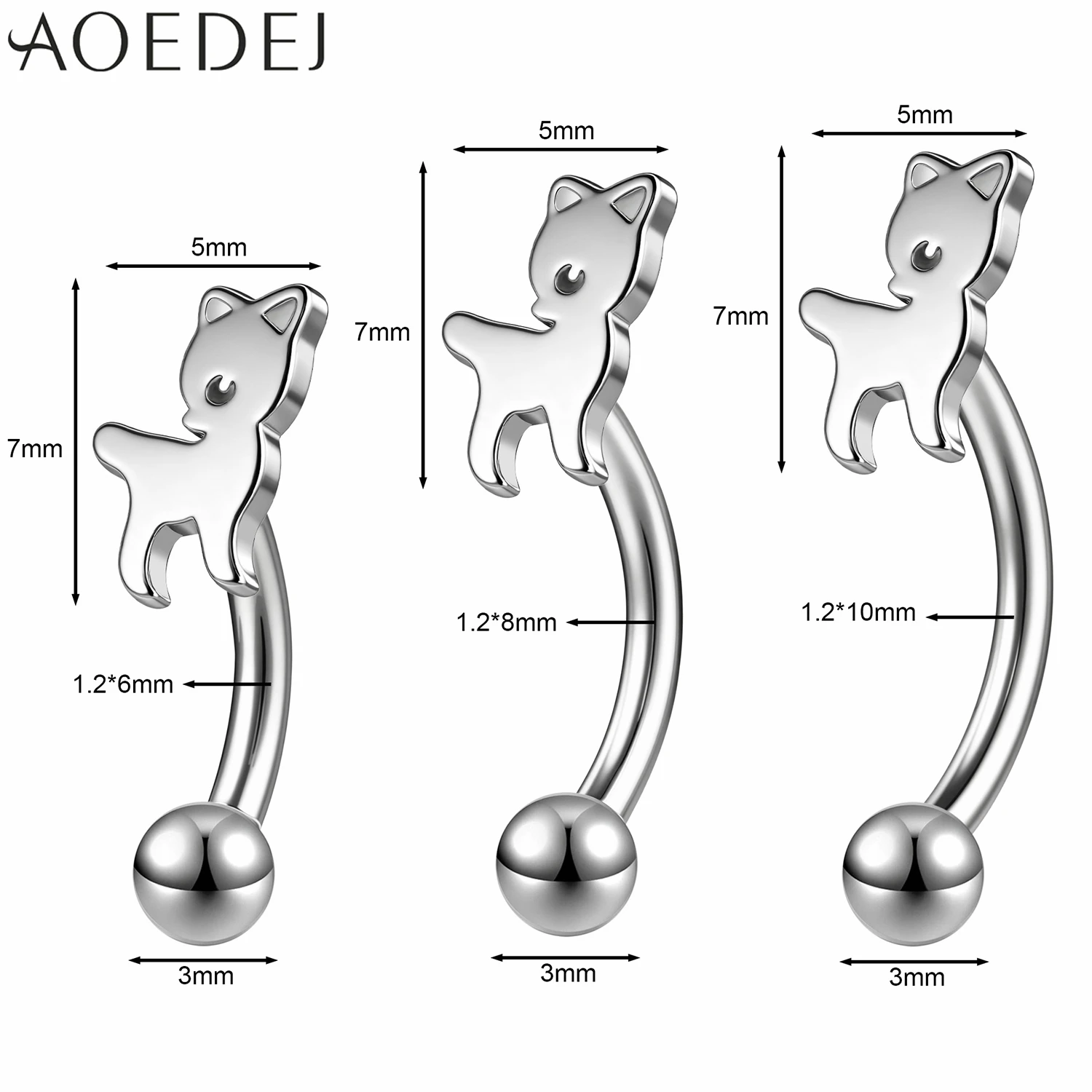 AOEDEJ 1 PC 16G Cartoon Stainless Steel Eyebrow Rings Women Men Christmas Eyebrow Piercings Red Color Deer Body Piercings Gifts