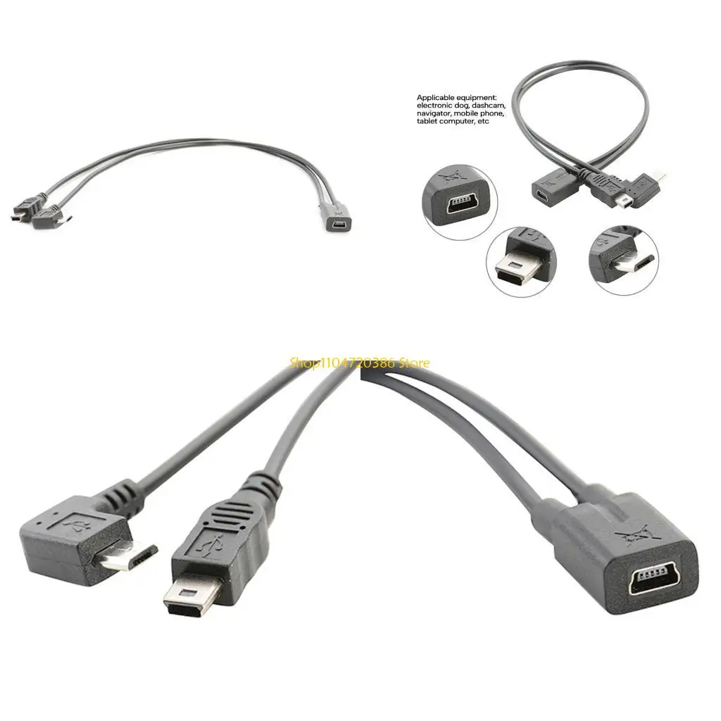 K0EA Mini USB Splitter Cable Female to 5p Male Wire Micro Male Charging Cable