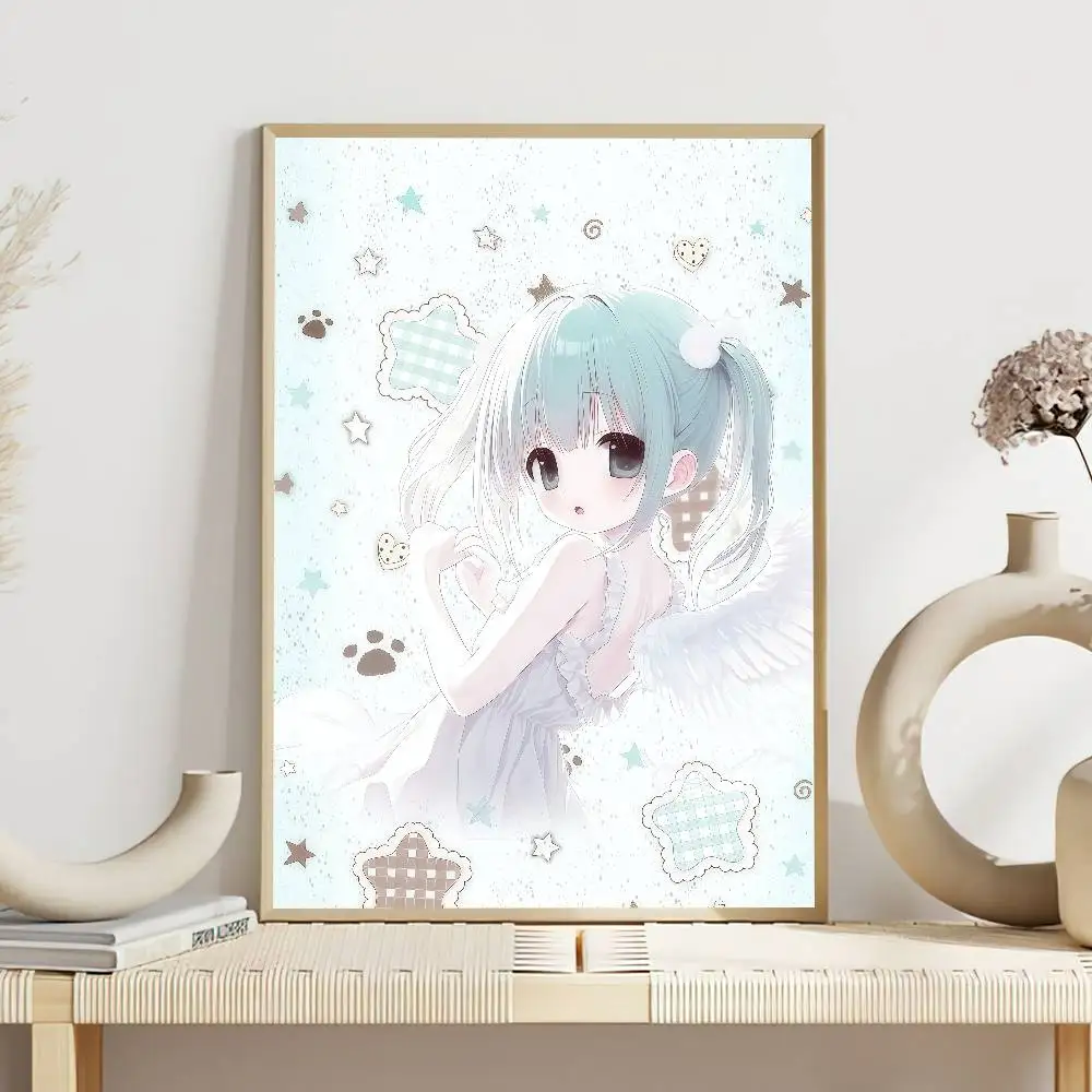 Anime Blue Angel Girl Poster, klassischer Wandkunst-Leinwanddruck, geeignet für Zuhause, Wohnzimmer, Raumdekoration, Gemälde