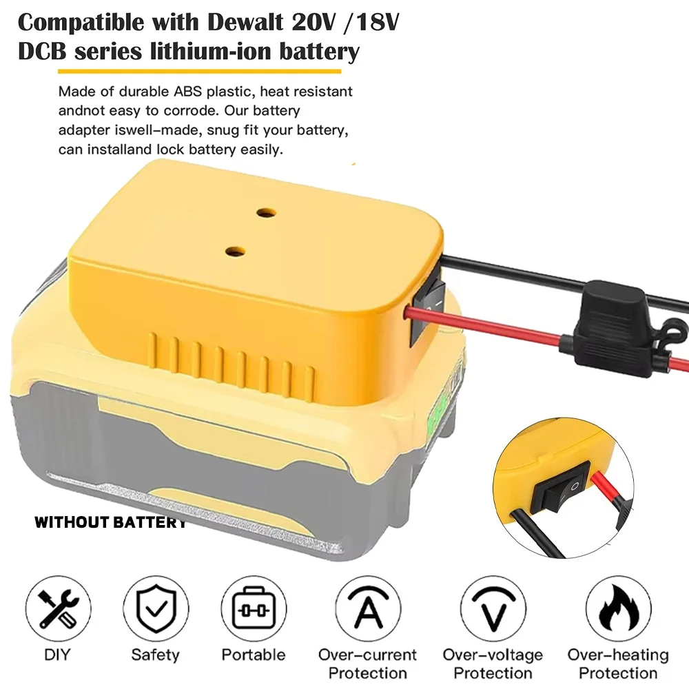 

Power Wheels Adapter for Dewalt 20V Battery Adapter Power Wheels Battery Conversion Kit with Switch, Fuse & Power Connector