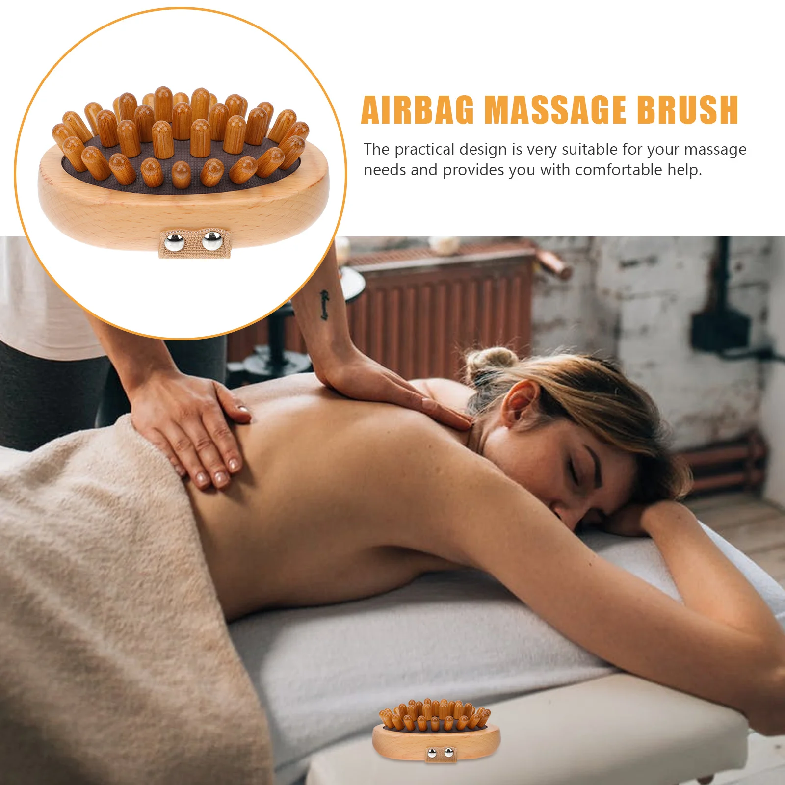 

1pc Body Massager Ergonomic Meridian Massage Brush Durable Natural -Friendly Back Massager For Home Relaxation