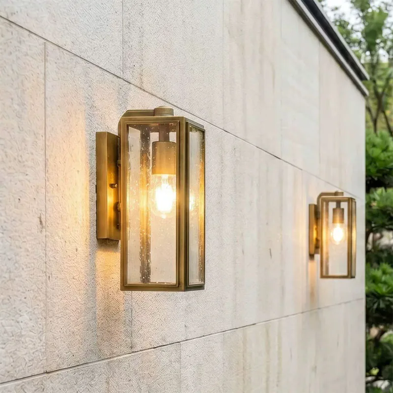 Retro Copper Wall Lamp Modern Villa Entrance Corridor Courtyard Exterior Wall Garden Simple balcony Lamp Outdoor Waterproof Lamp