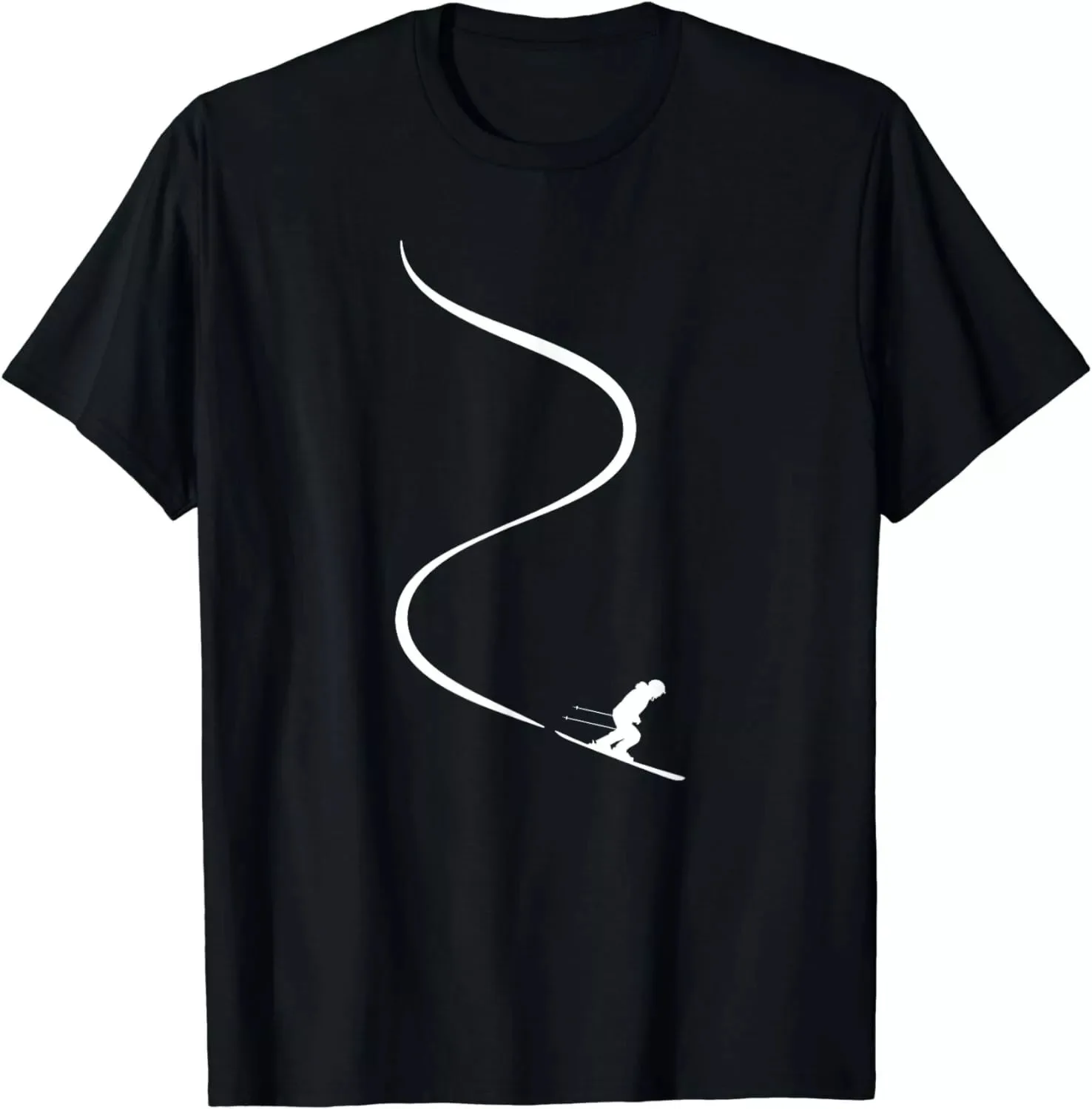 Skier With Tracks In Deep Powder Snow Freeride Gift Unisex T-Shirt S-5XL