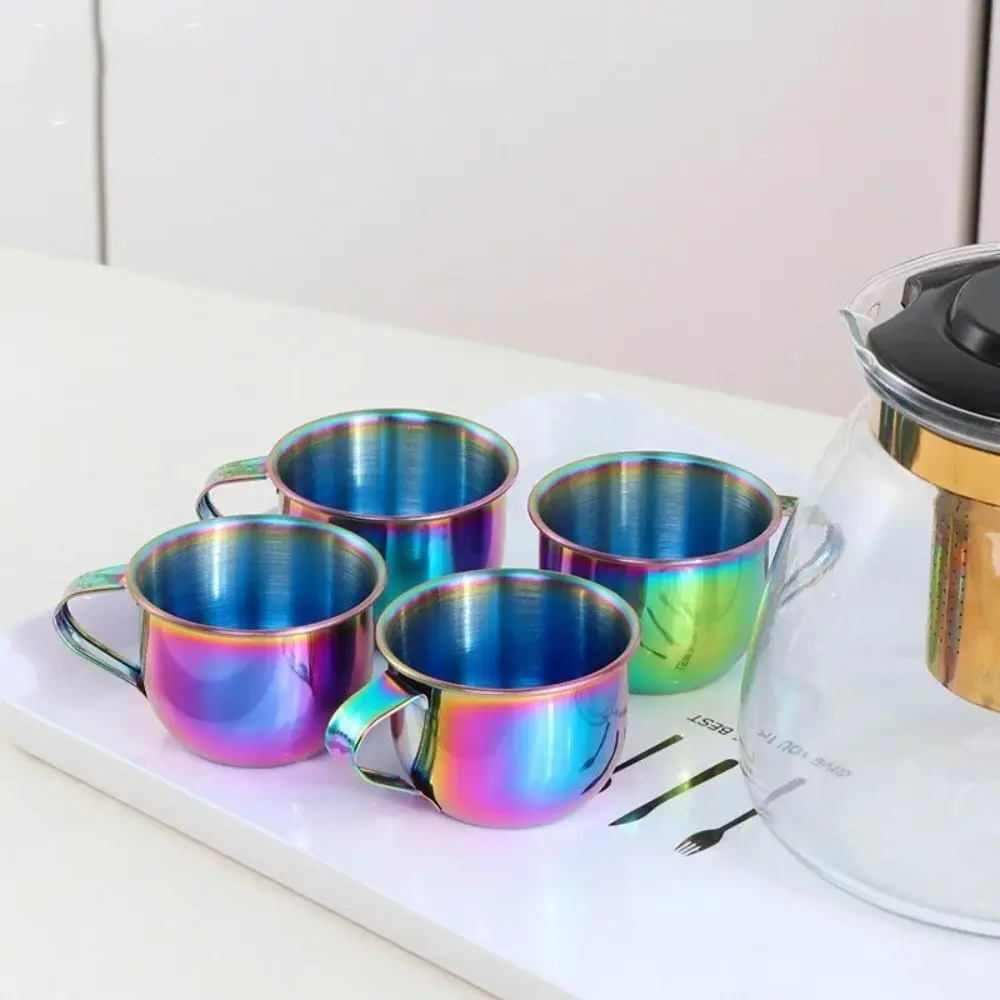 New 304 Stainless Steel Tea Cup with Handle Mini Juice Cup Korean Style 60ml Rice Wine Cup
