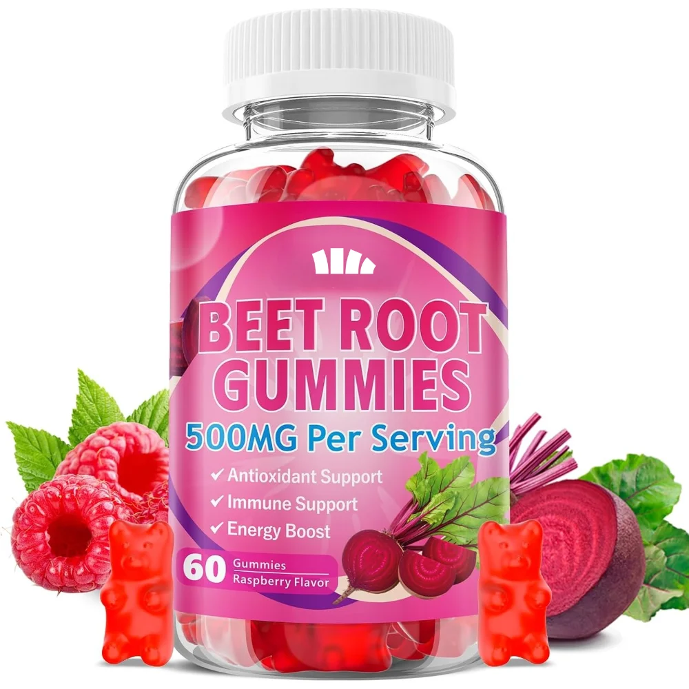 Beetroot Gummies Contain Magnesium and Vitamin C Promoting Overall Health and Supporting Vegetarianism, Gluten Free -60 Gummies