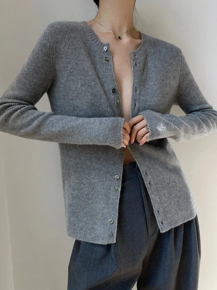 2023 New Cashmere Cardigan Sweater Cashmere Slim Cardigan Autumn and Winter Women Knitted Coat