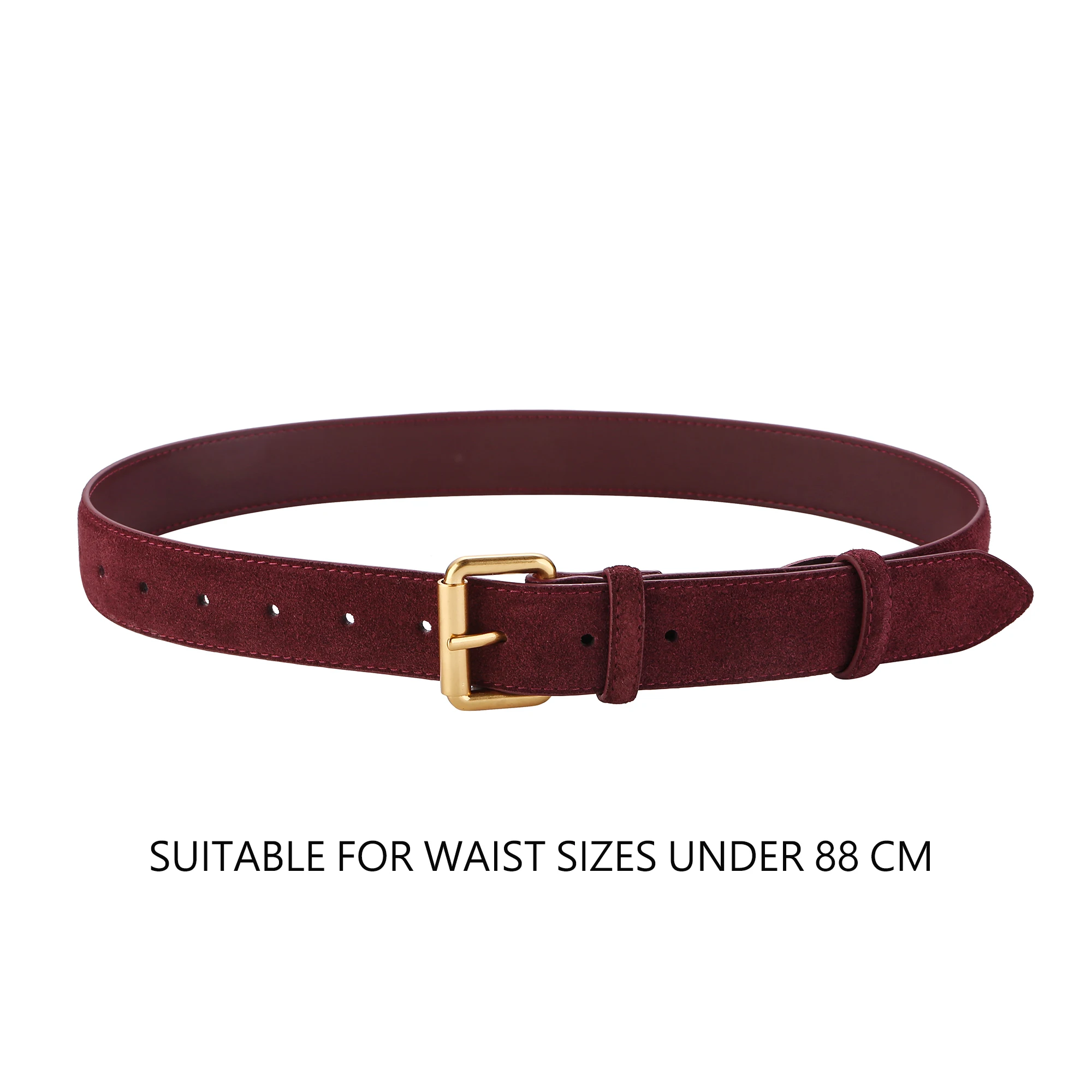 Luxury Suede Leather Belt for Women Fashion Gold Pin Buckle 