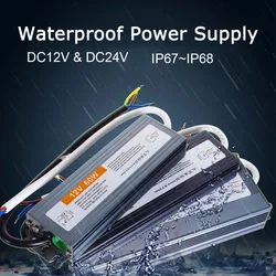 Fonte de alimentação impermeável ip67 ip68 iluminação transformador ac110v ~ 220v para dc 12v 24v led driver 10w 20 30 50w 100w adaptador ao ar livre