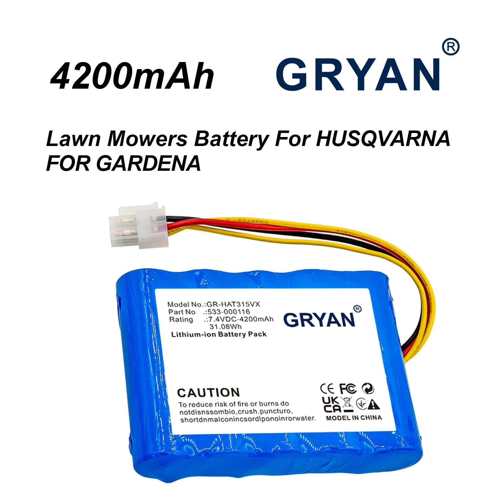 Gryan Lawn Mowers Battery 4200mAh for Husqvarna 584 82 28-01，584 85 28-01，584 85 28-02，589 58 62-01，589586201，5895862-01