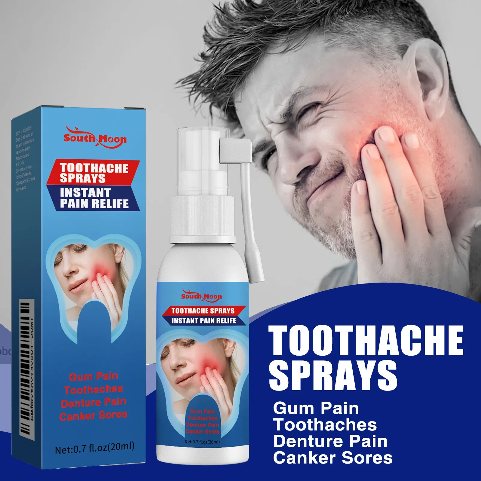 Toothache Stop Spray Mouth Ulcers Swollen Tooth Mouth Pain Tooth Decay No Burning Or Numbness Benzocaine And Free Mouth Ulcer20M