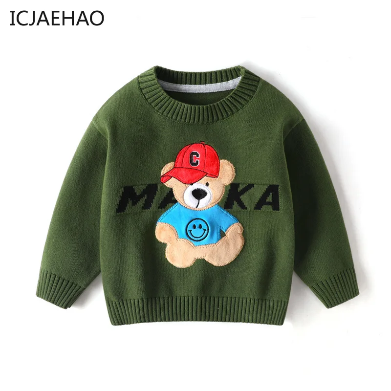 Toddler Baby Boys Graphic Sweaters Autumn Winter Cartoon Pullover Top Soft Knitted Sweater Kids Clothing Jumper 7 Year Old Boy