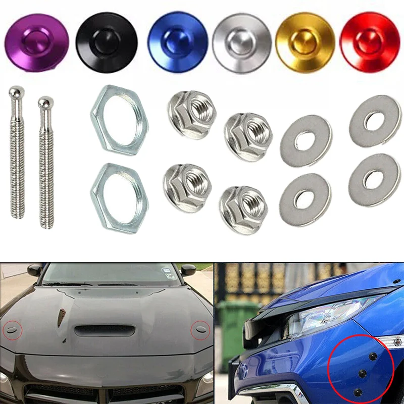 

Car Push Button Bonnet Hood Pin Lock Clip Kit High Quality Universal Racing Front Bumper Engine Bonnets Lock Auto Accessories