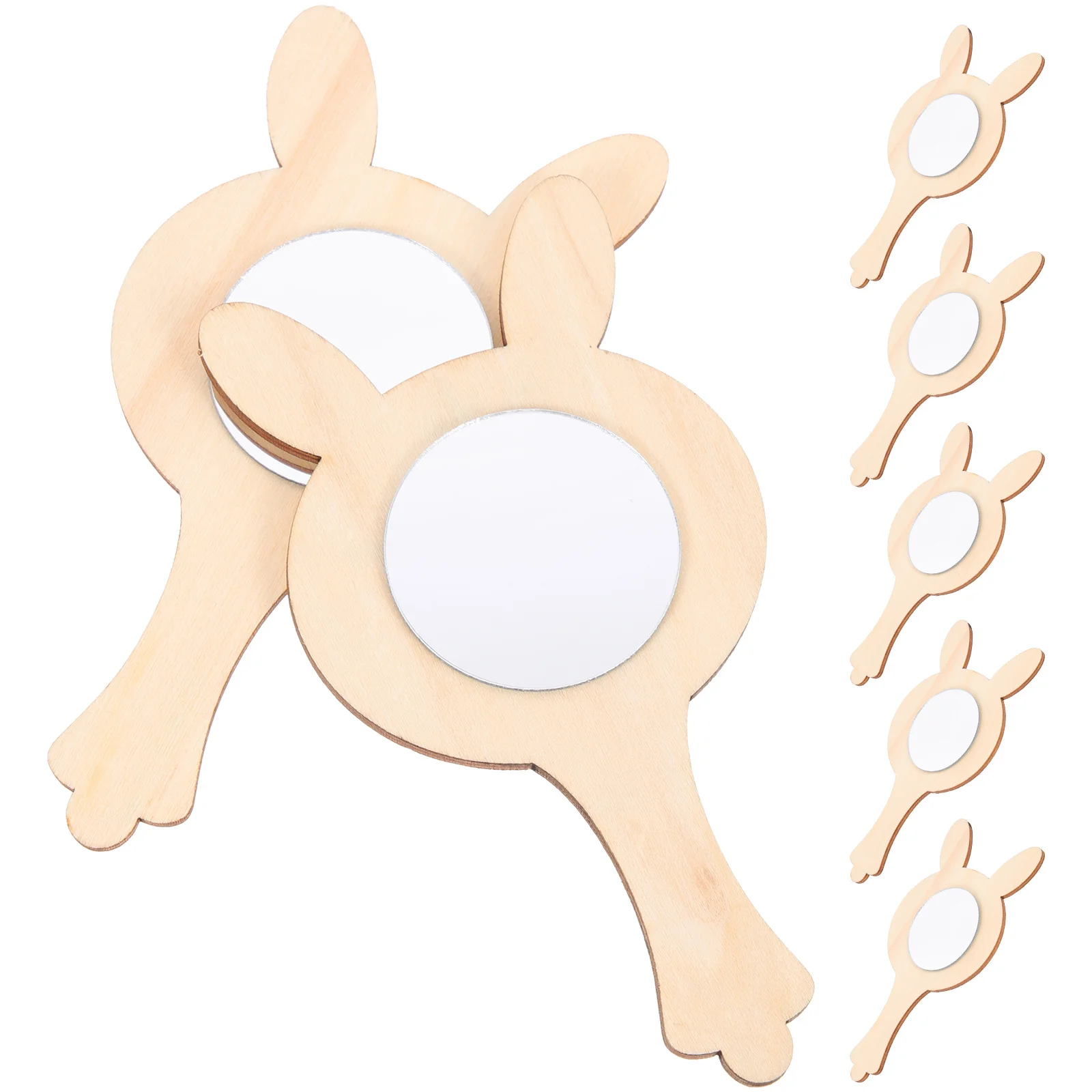 

10Pcs Unfinished Wooden Hand Mirrors DIY Craft Accessory Lovely Mini Mirror for Kids and Adults Desk Display Kids Mirror