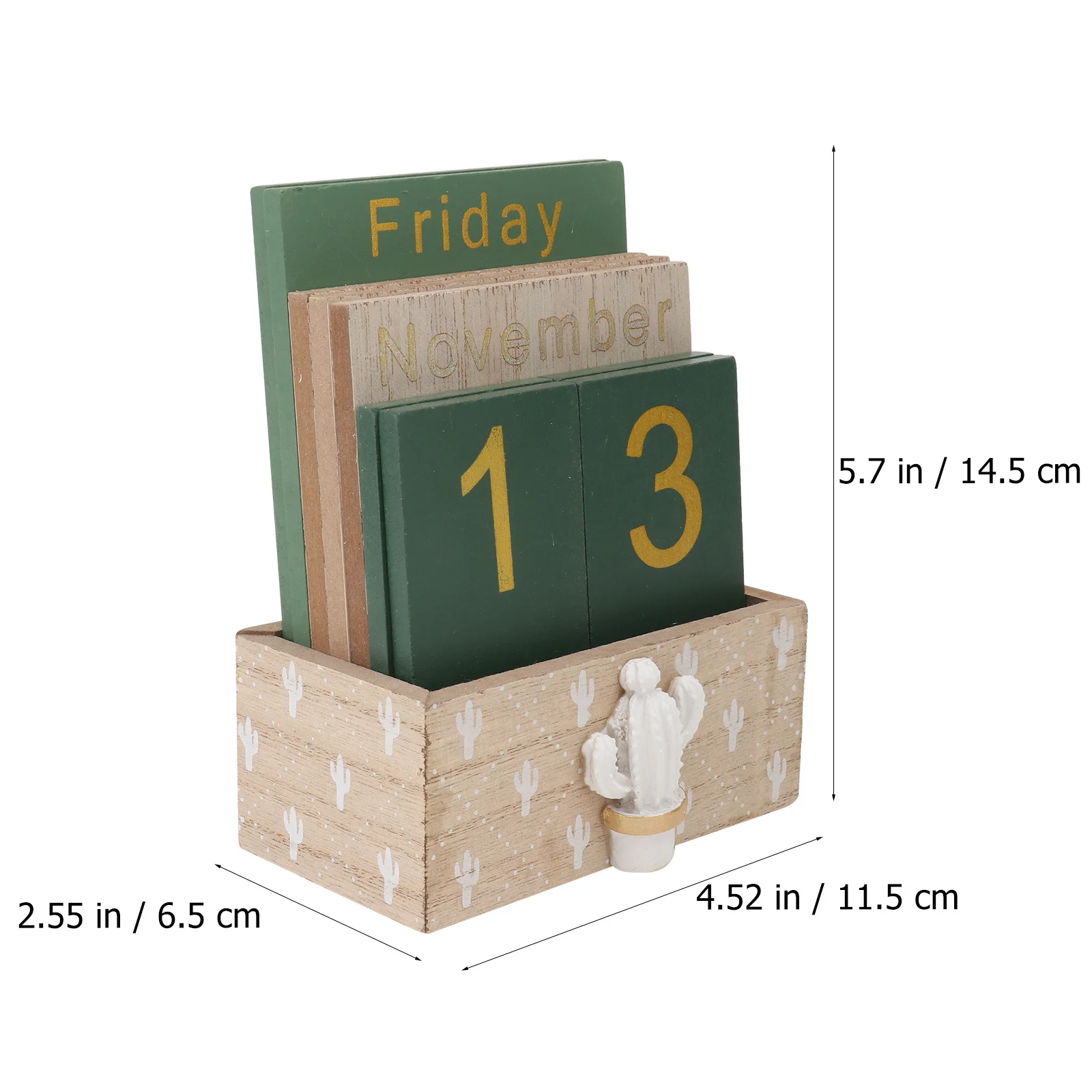 

1 комплект, деревянный календарь кактуса, зеленый стильный настольный орнамент, офисный декор, креативный простой настольный календарь, ремесло для домашнего офиса