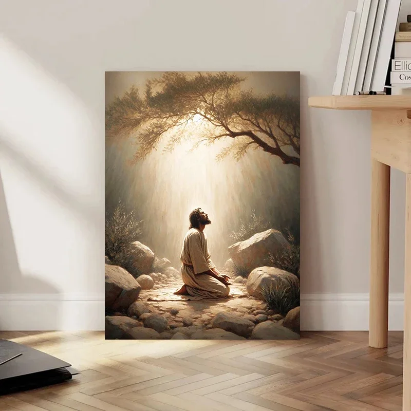 Multiple sizes 1pc frameless Canvas Painting,Garden of Gethsemane Jesus Praying Jesus Christ Easter Poster and Prints Canvas Pai