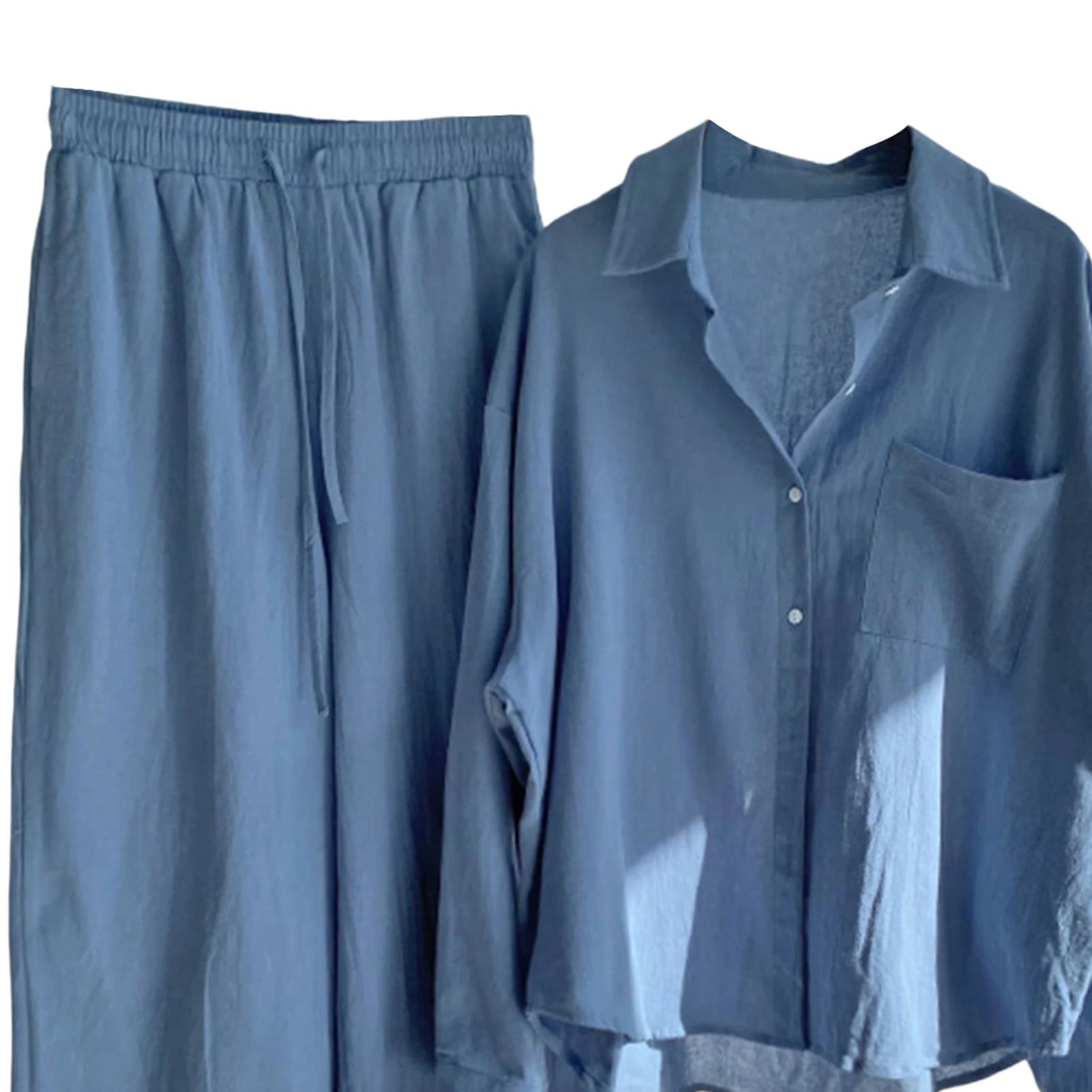 2024 Spring Cotton Linen Suit Women\'s Tracksuit Oversize Shirt Loose Pants Set Female Trendy Casual Fashion Ladies 2 Piece Sets