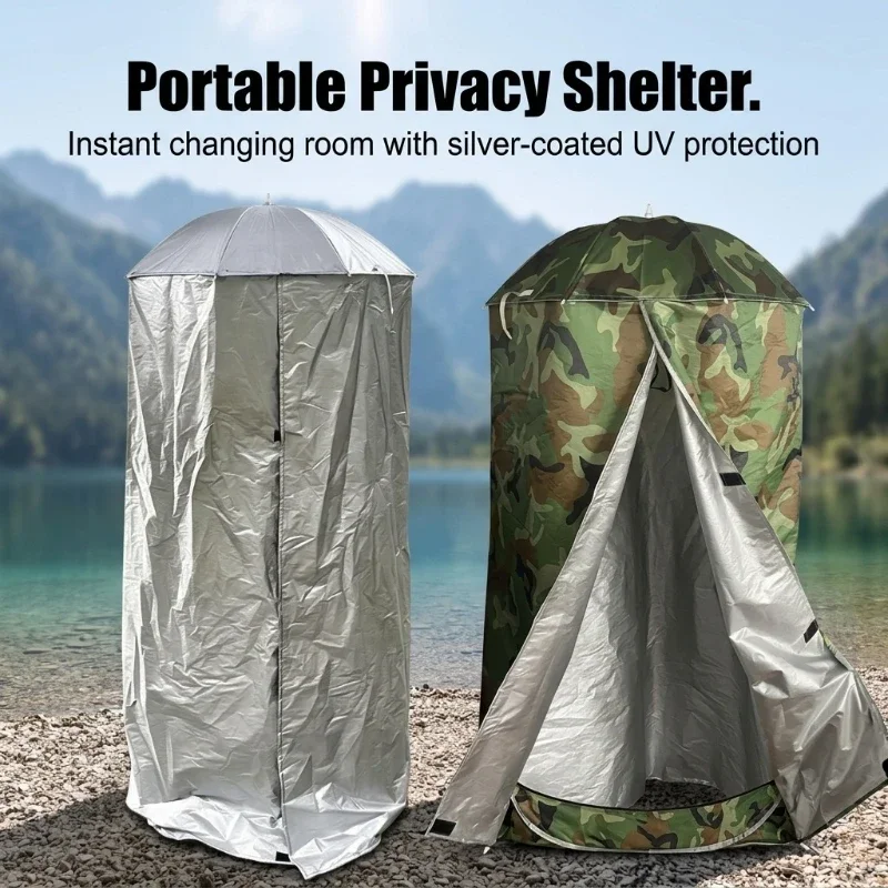 Portable Outdoor Shower Tent Umbrella‑Top Privacy Shelter Lightweight Changing Room Tent for Camping Beach Hiking Toilet Bathing