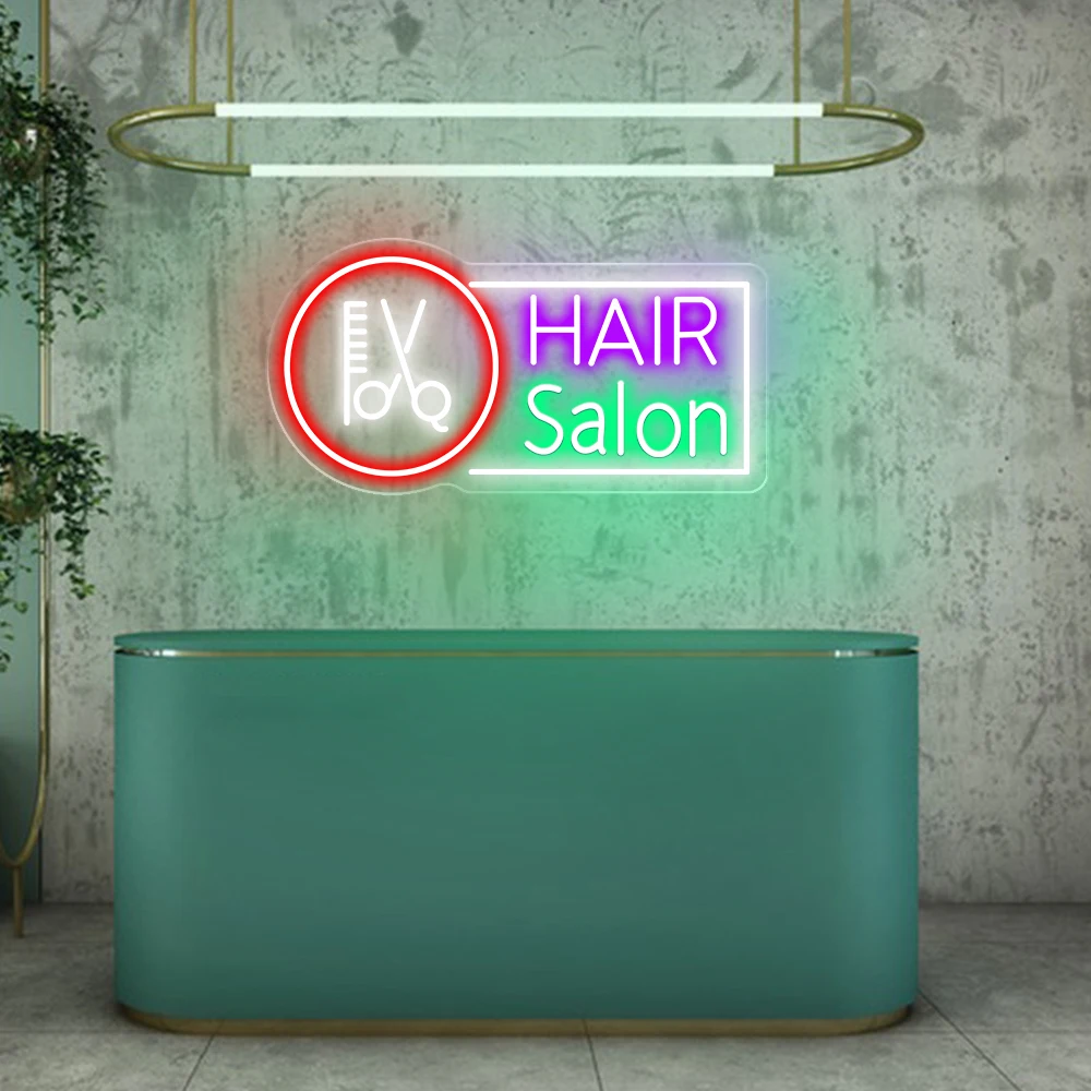 

Custom Salon Neon Sign Beauty Hair Salon Signs Led Barber Shop Lighting Signboard Neon Business Plaque