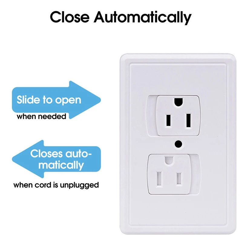 6-Pack Safety Self-Closing Outlet Covers, Wall Socket Plate Automatic Sliding Cap Cover For Child Proofing Outlets