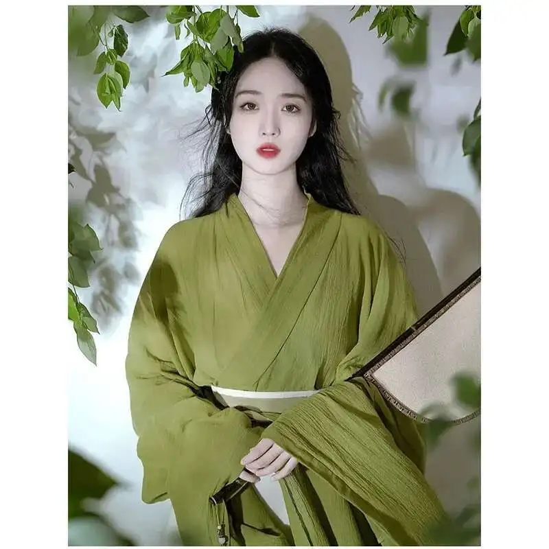 

Китайский традиционный зелено-белый костюм ханьфу, древнее длинное платье для женщин, весна 2023, современный улучшенный косплей, модный свежий танец