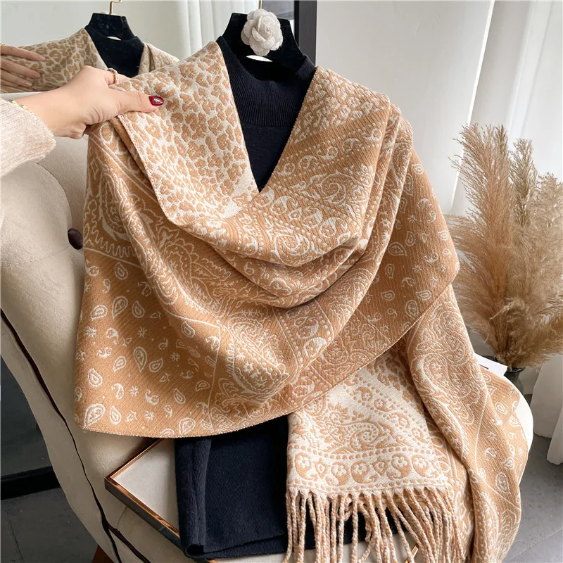 New Winter Warm Cashmere Wraps Women Scarf Luxury Design Pashmina Thick Shawl Blanket  Travel Poncho Stoles