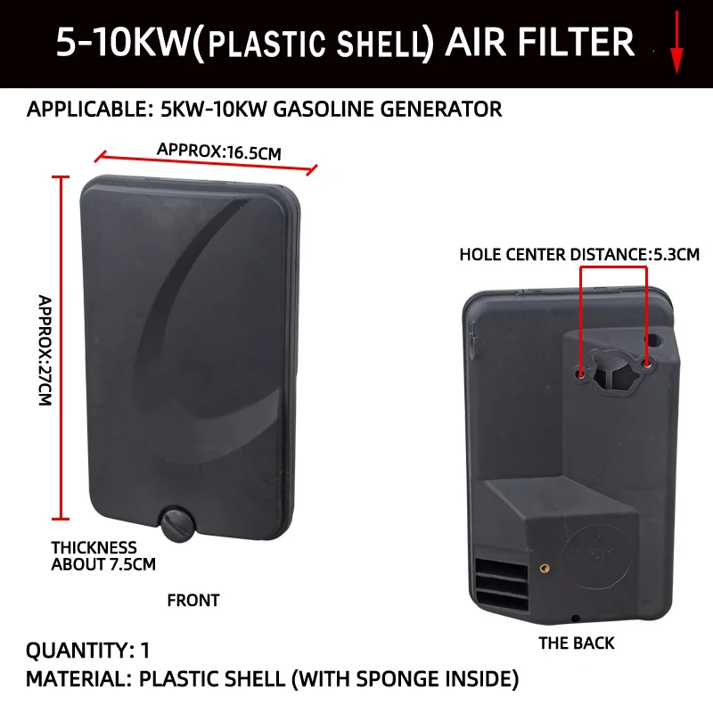 Gasoline generator accessories 2KW 3KW 5KW 8KW filter air filter assembly