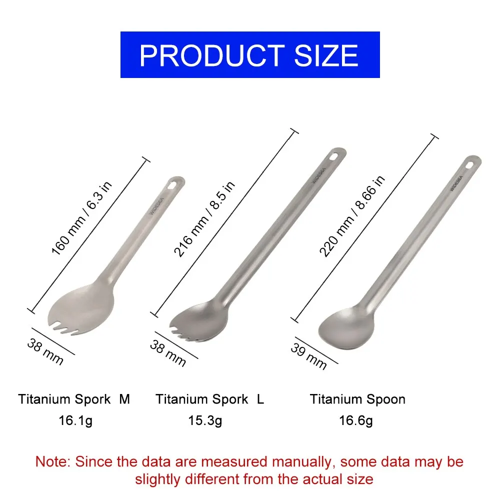 Widesea Camping Titanium Spork Spoon Outdoor Lightweight Fork Tableware Portable Picnic Hiking Travelling Ultralight Dinnerware