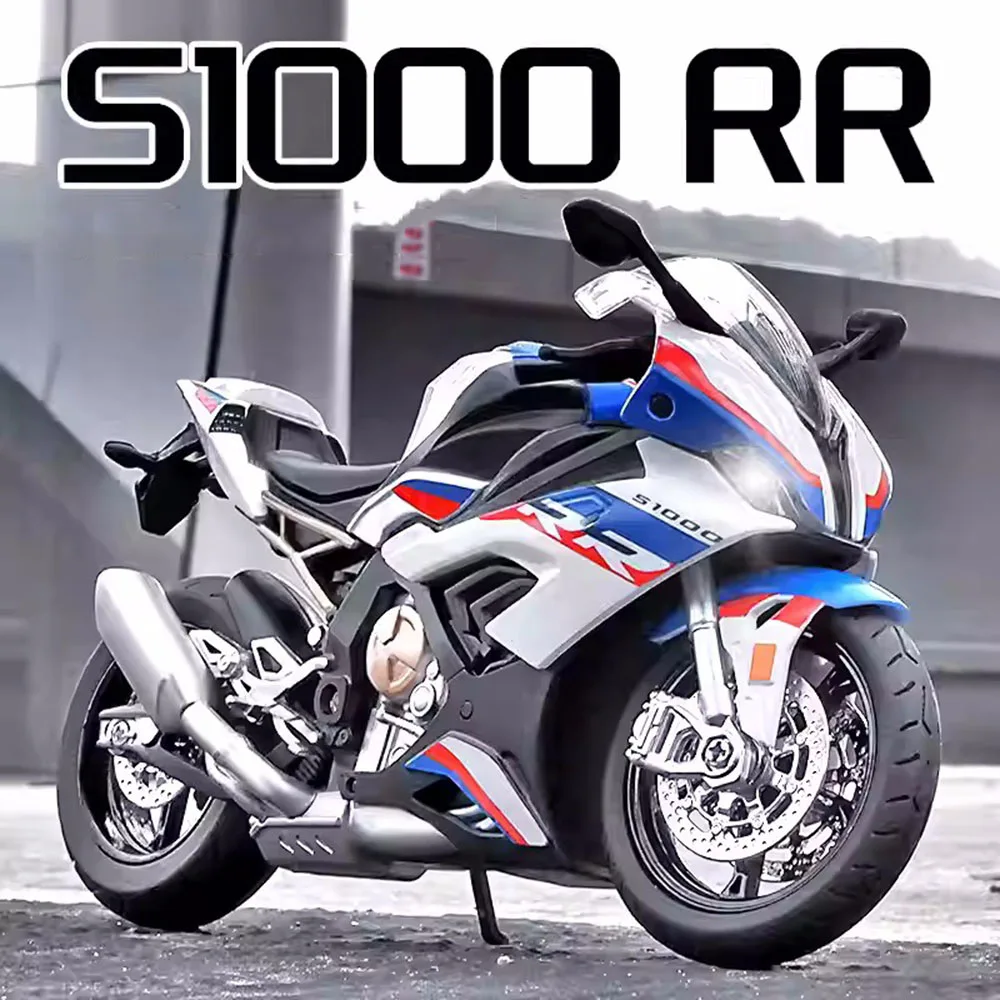 

1:12 S1000RR HP4 Motorcycles Toys Cars Models Alloy Diecast Miniature Motorcycle Light Sound Rubber Tires Vehicle Model Ornament