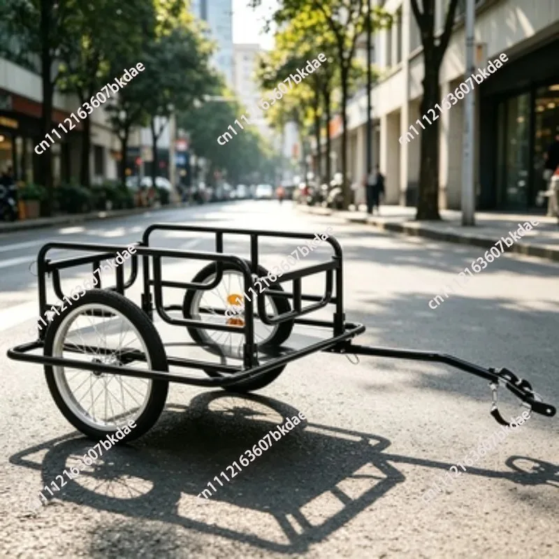 Folding Bicycle Cargo Trailer with 16 Inch Wheels, Heavy Duty Bike Luggage Transport Trailer for Outdoor Camping Commuting