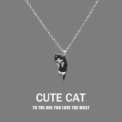 Fashion Cartoon Black Cat Pendant Necklace for Women Men New Creative Metal Enamel Kitten Necklace Friendship Jewelry Gifts