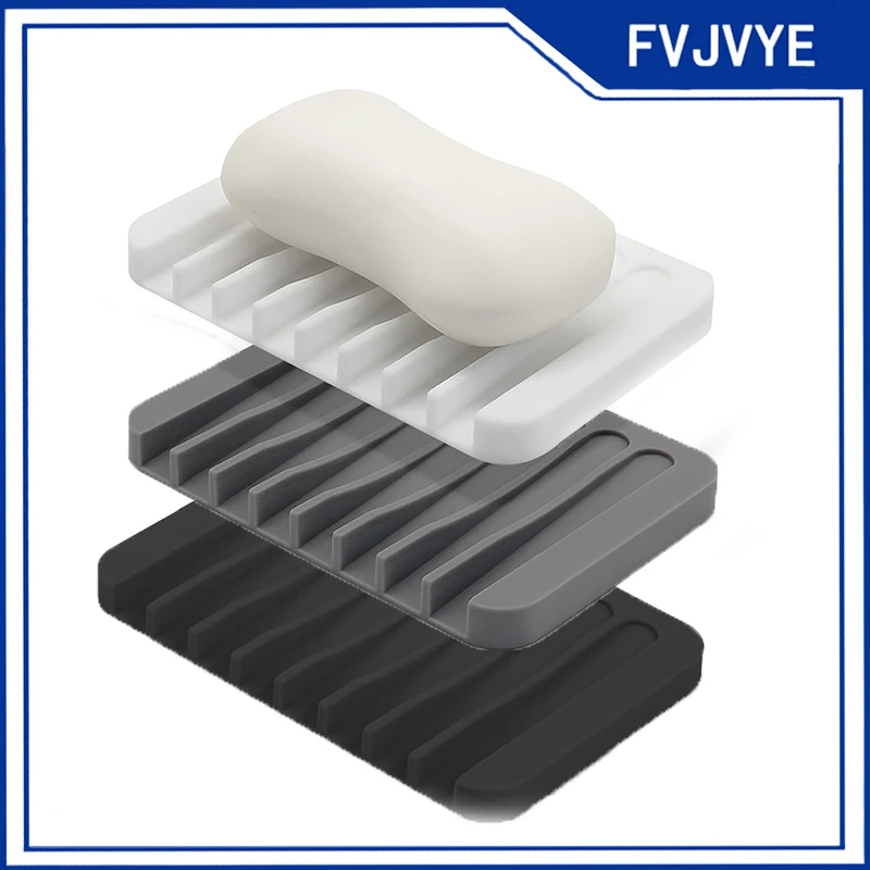 Silicone Soap Dish Set Bathroom Kitchen Countertop Sponge Rack Drain Tray Bath Accessories 1/2/5pcs Options Available .A5