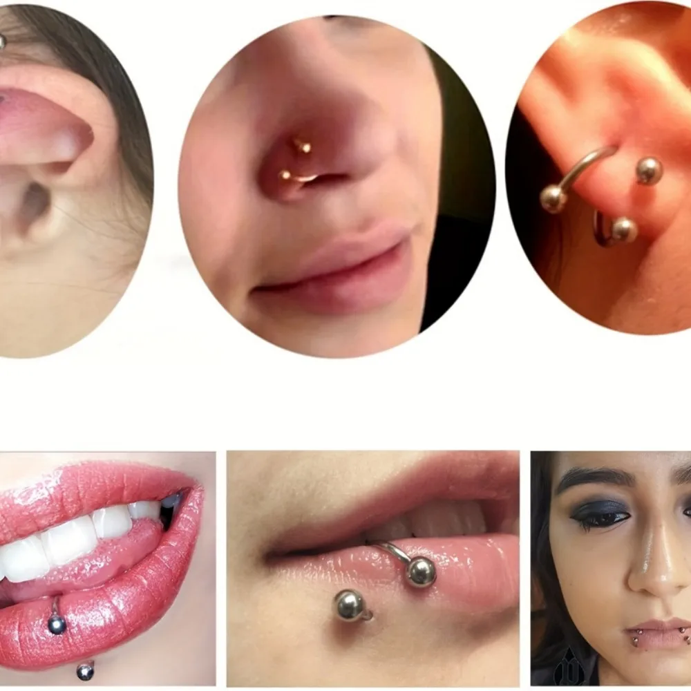 1pc Women's Stainless Steel S-Shaped Pointed Cone Ball Lip Ring Screw Barbell Cartilage Earring Ear Bone Stud Piercing Jewelry