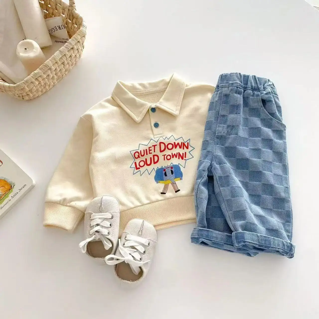 

0-6Y Children Jeans Boys Denim Pants Mid Waist Girls Trousers Fashion Kids Plaid Pants 2025 New 73-130CM