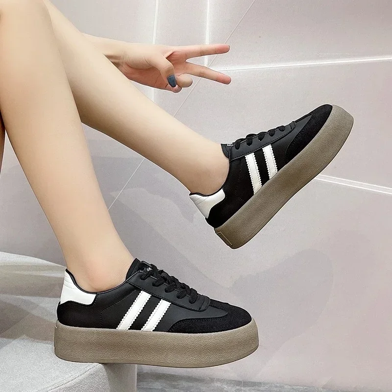 Ladies Platforn Shoes Spring Fashion Casual Shoes Outdoor Lace Up Sneakers for Women Comfortable Versatile Women\'s Sport Shoes