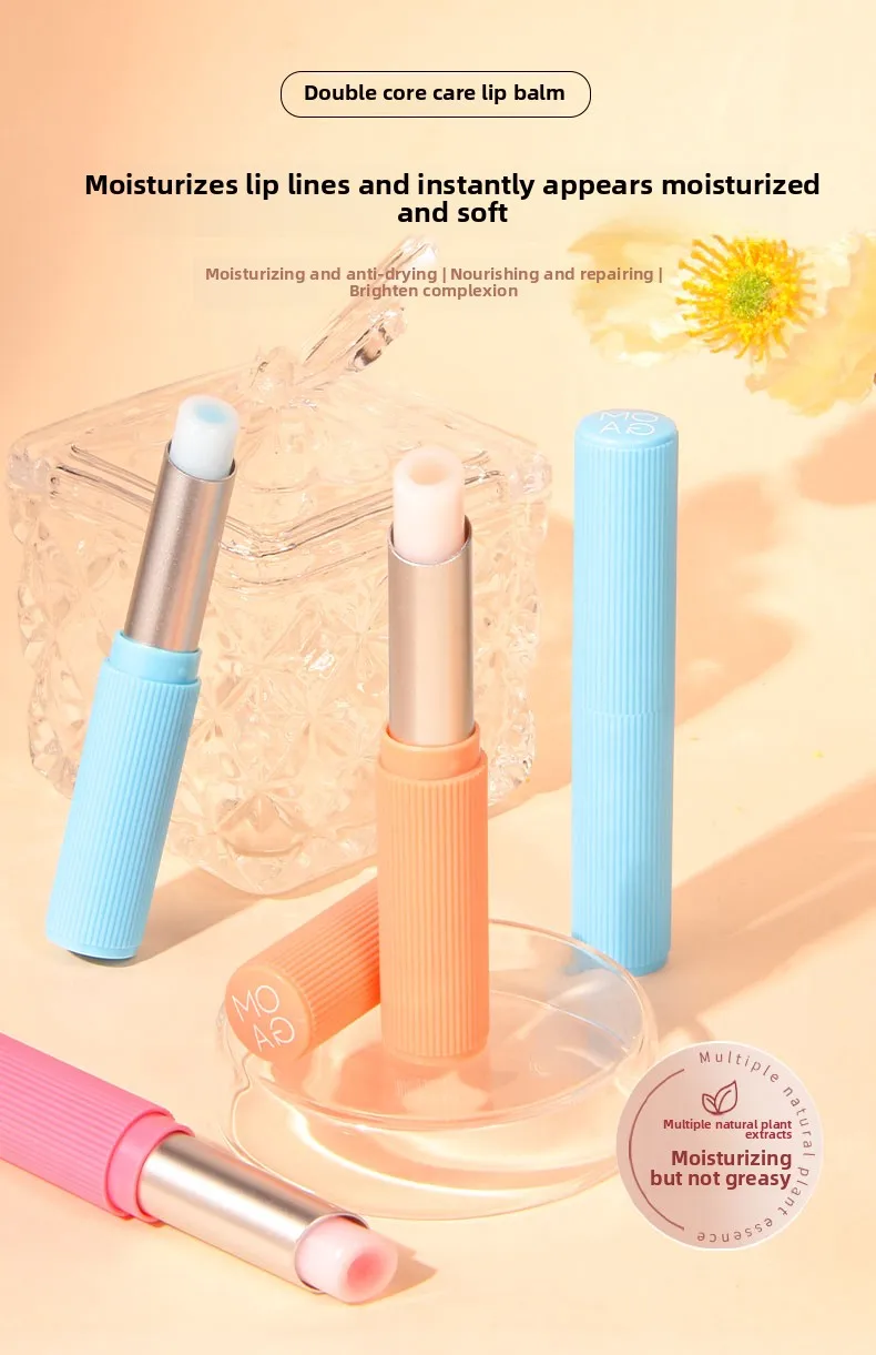

Dual Core Moisturizing Lip Balm 3g Peach Blueberry Orange Flavor Lip Care Hydrating Brightening Nourishing Smoothing Women Use