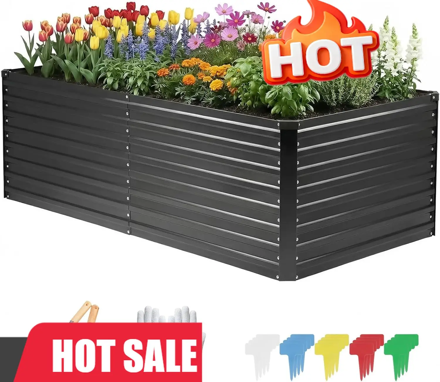 

DTIG Galvanized Raised Garden Bed for Vegetables Flowers Herbs, Tall Metal Raised Garden Bed Kit with Garden Tools, Gloves, Plan