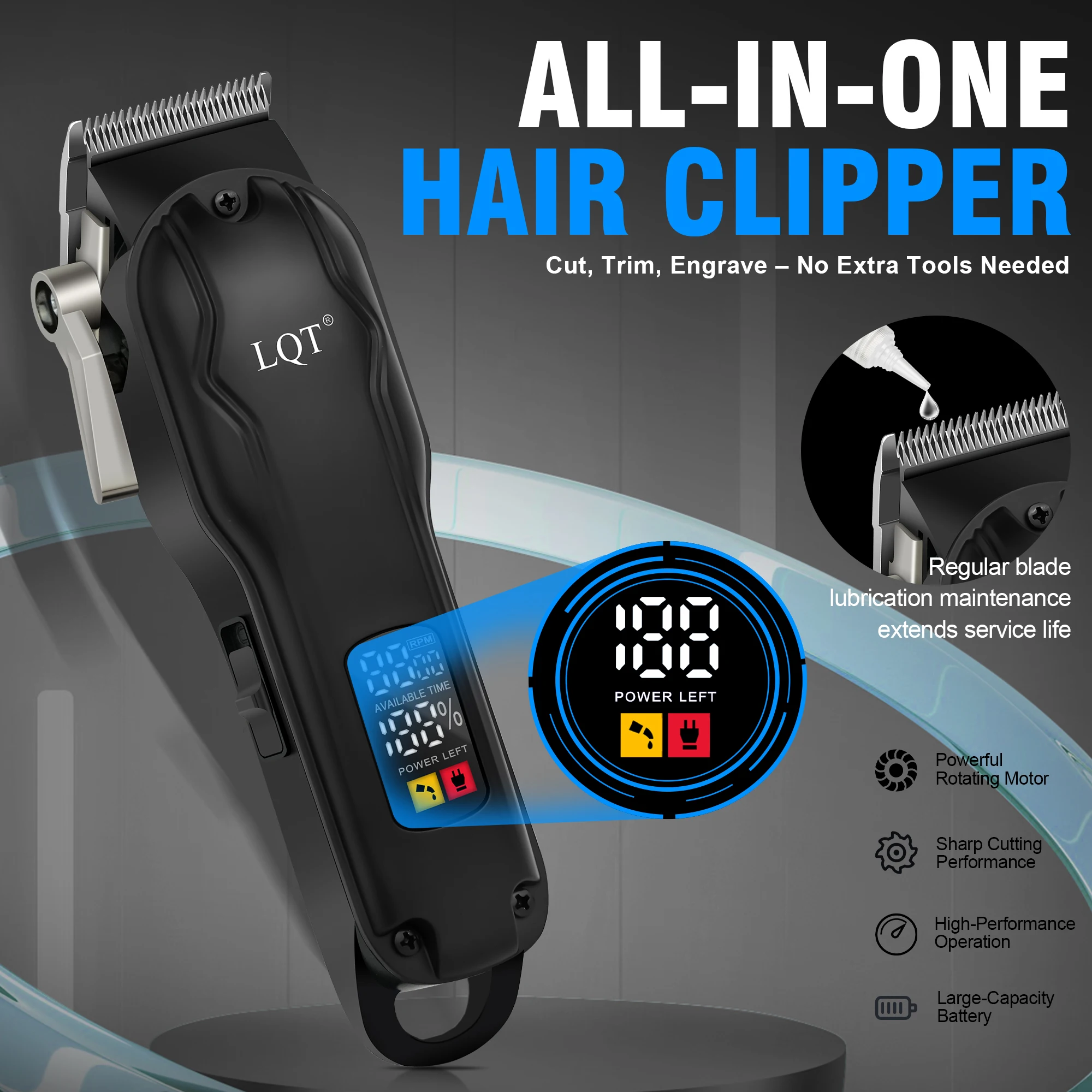 New High Quality Professional Men's Hair Clipper - High-Power Adjustable Wireless Hair Trimmer - Zero-Gap Trimmer Kit Boyfriend