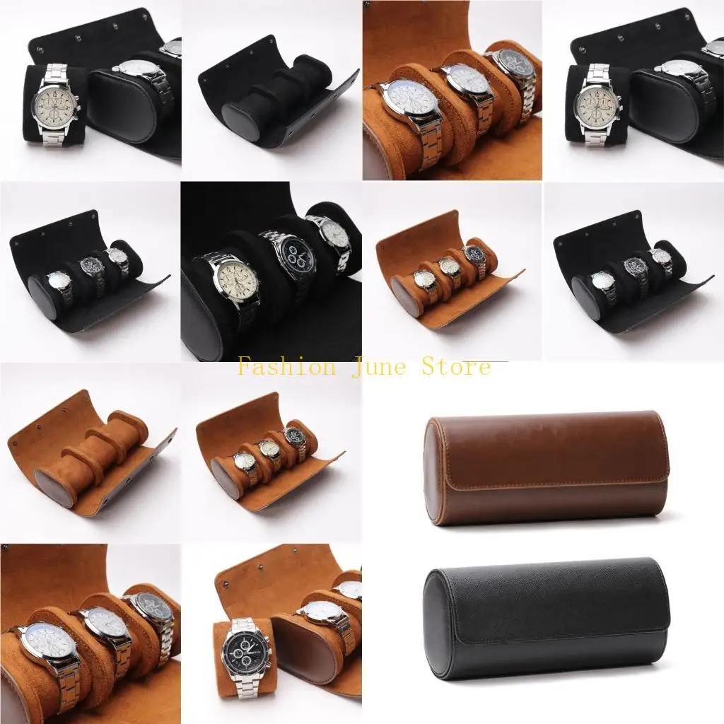 N5KA Premium Leather Oval Watch Button Storage Box Best Watch for Case Gift for Christmas Anniversary Birthday
