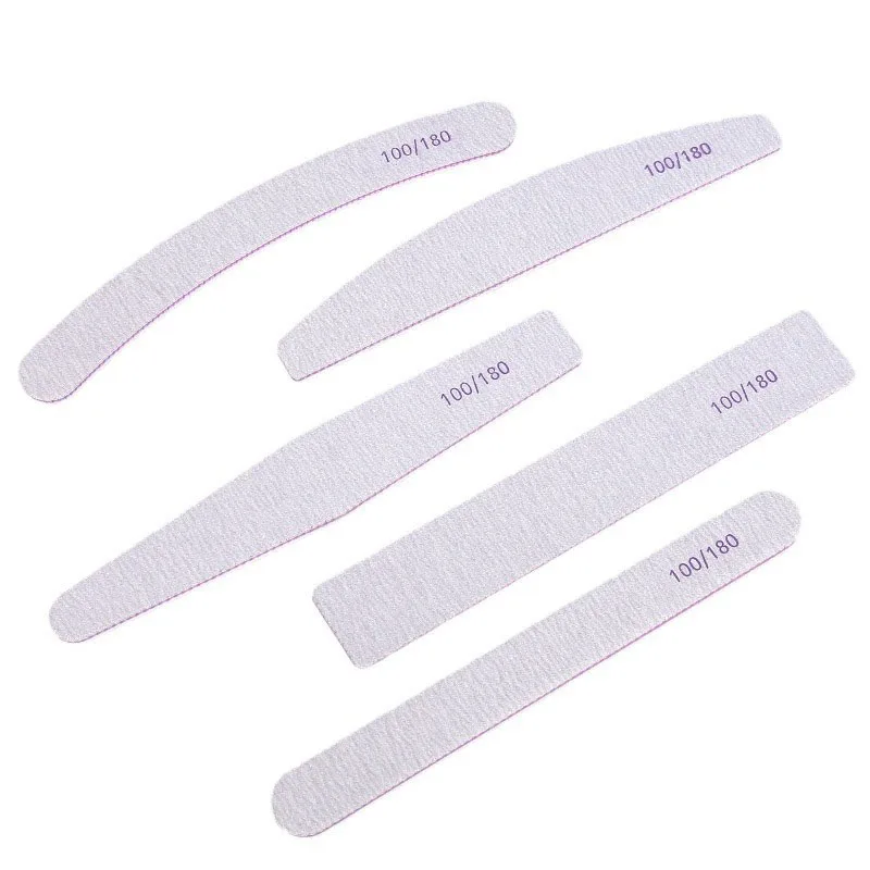 Nail File Buffer 100/180 Grit Half Moon Nail Files Double Side Sandpaper Nail Sanding Grinding Gel Nail Polish Manicure Tool