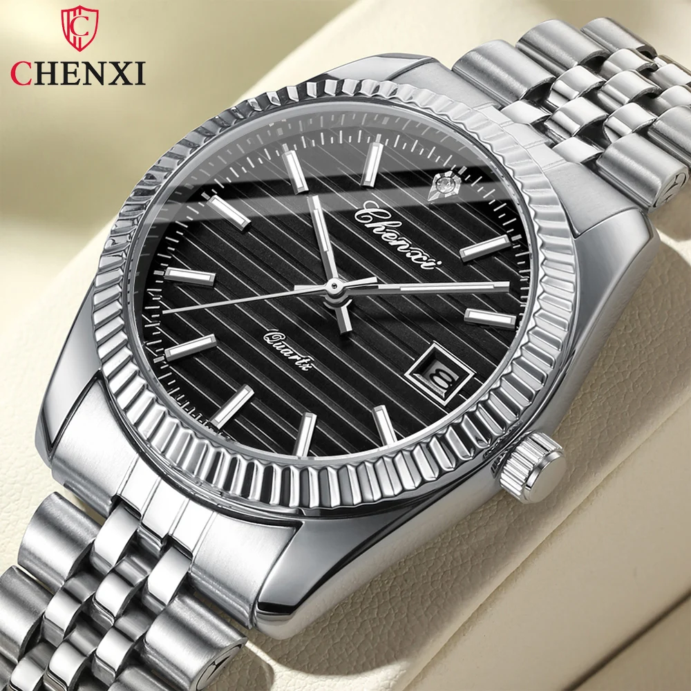 CHENXI Classic Creative Dial Watch Man Waterproof Luminous Calendar Stainless Steel Men Wristwatch Casual Quartz Watches Male