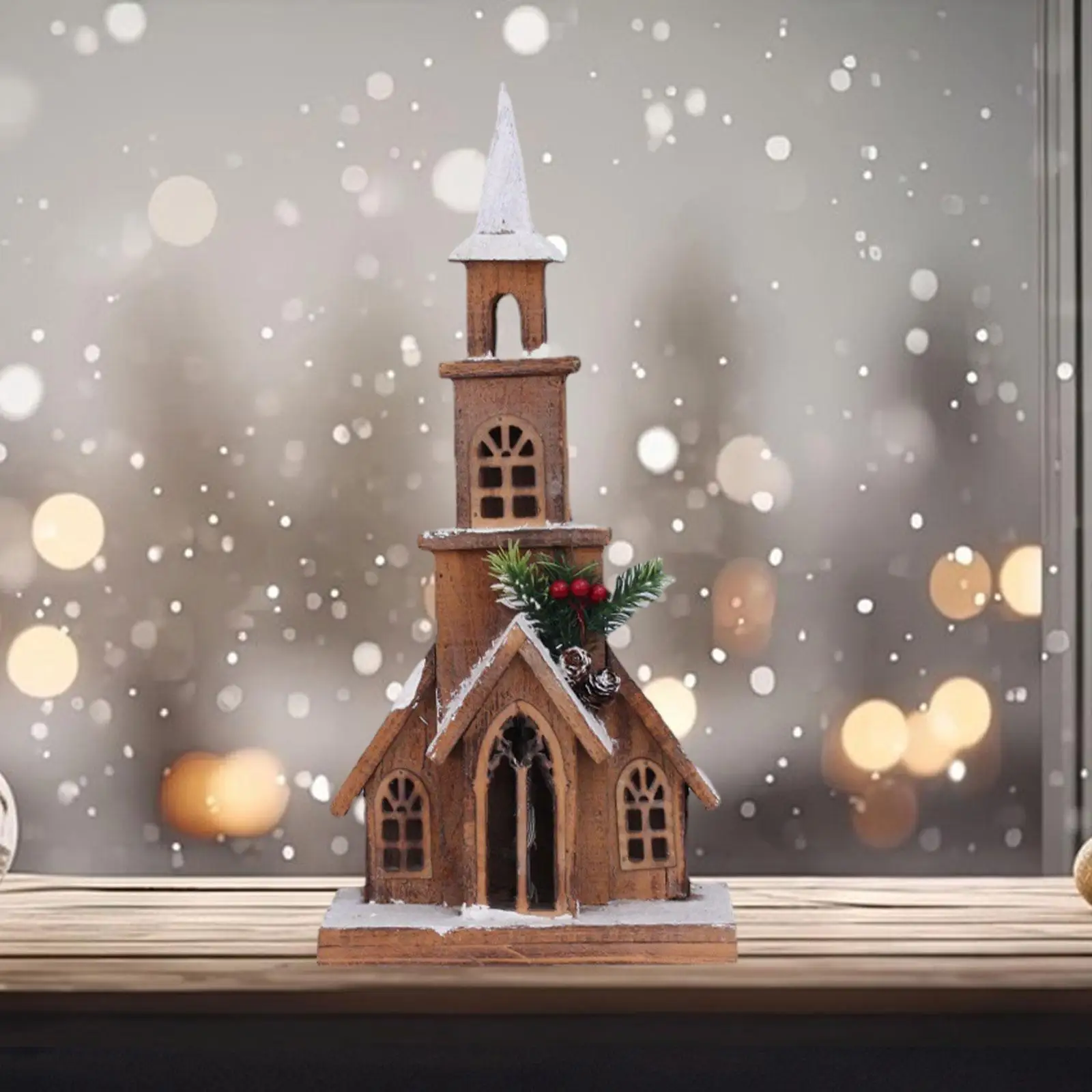 Christmas LED Village House Home Decor Light up Collectible Xmas Wooden House for Desktop Holiday Xmas Gifts Farmhouse Mantle