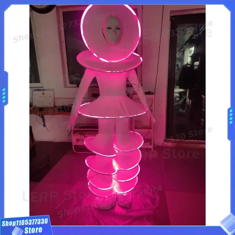 Wholesale Fashion Luminous Clothing LED Stilt Performance Outfit Dark Glow in the Dark Apparel for Stage Show Dance Party