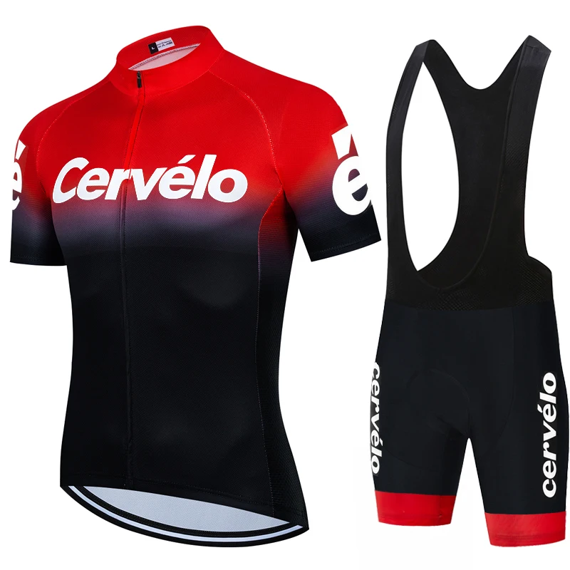 Cervélo Summer Men Cycling Suit Jersey And Bib Shorts Road Bicycle Clothing Set Breathable Fabric Quick Dry Racing Sports Wear