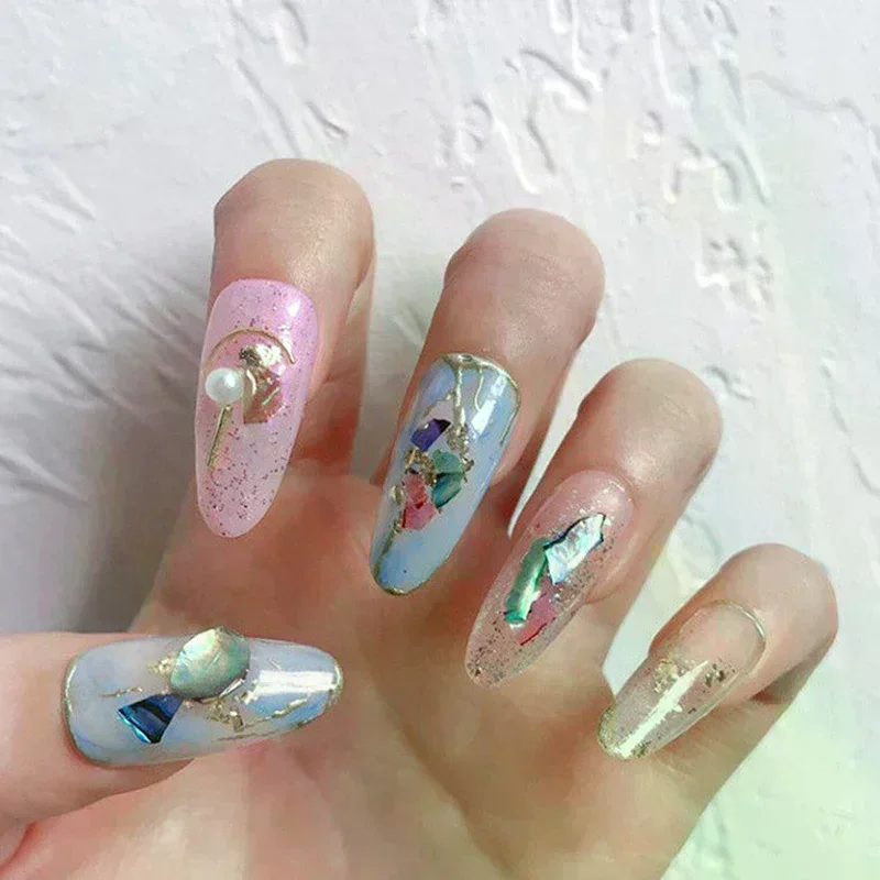 Nails Abalone Slice Nail Art Stickers Glitter Sequin Fragment 3D Gradient