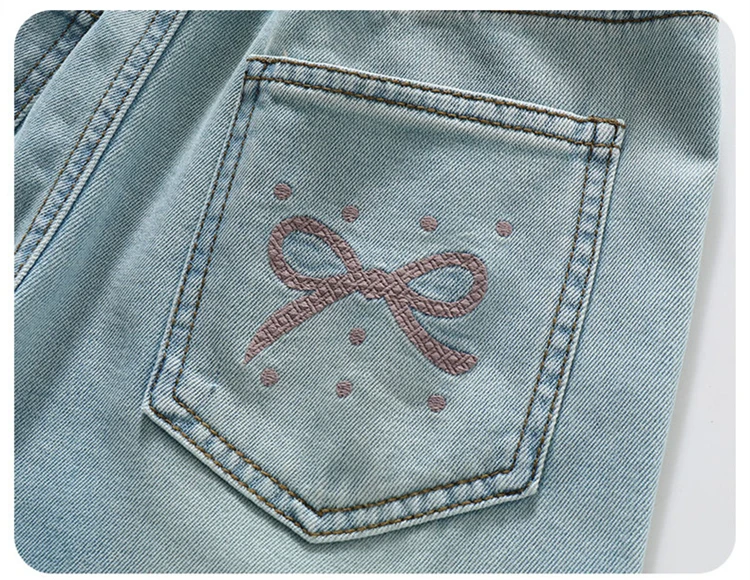 Sommerliche, weiche Lyocell-Jeans für Mädchen, ausgestellter Schnitt, dünne Bootcut-Jeans, Denim-Hose für Teenager, Kinder-Tencel-Jeans mit Schleife. – Detail 10